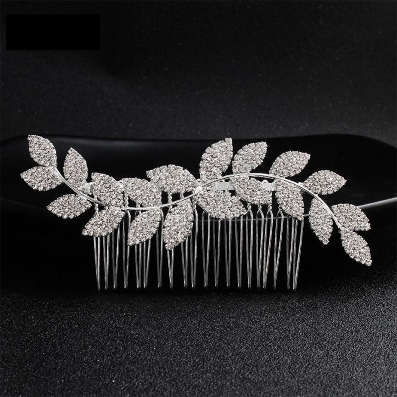 Simple Leaves Hair Combs Austrian Crystal Wedding Hair Accessories Bridal Headpieces Jewelry - TulleLux Bridal Crowns &  Accessories 