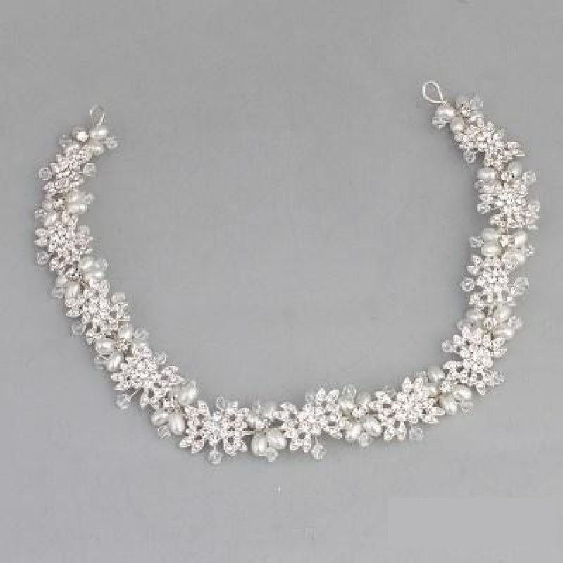 Luxury Clear Crystal Bridal  Pearl Wedding Hair Accessories Headpiece Bridal Crowns Pageant - TulleLux Bridal Crowns &  Accessories 