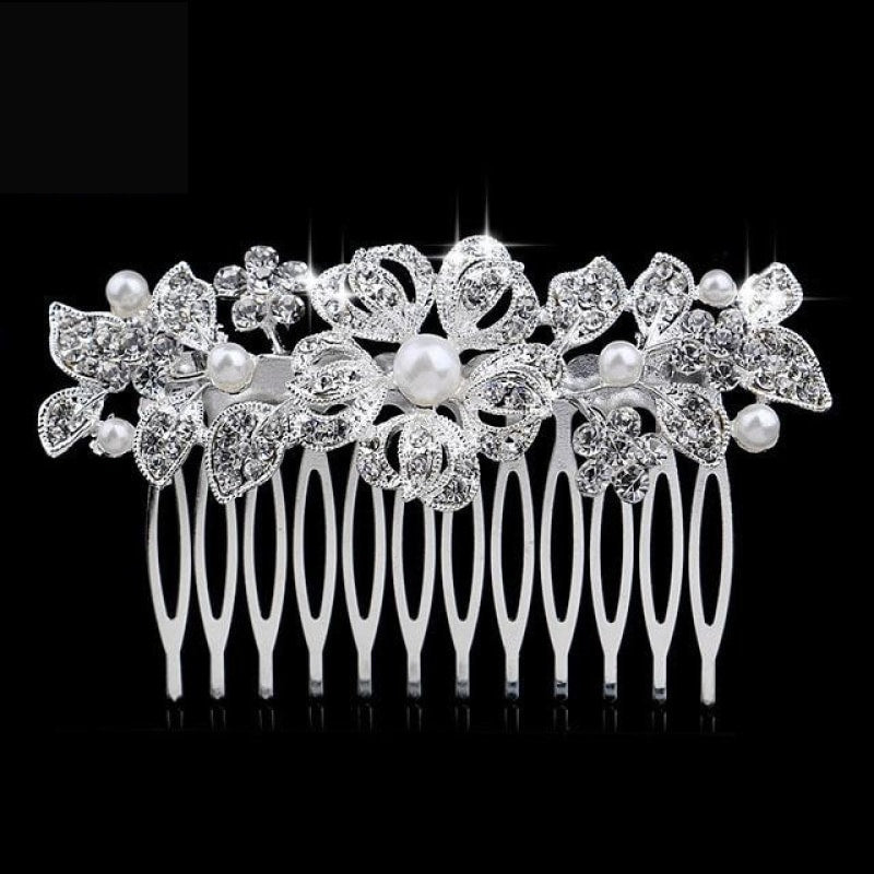 
                      
                        Pearl Crystal Wedding Hair Floral Bridal Hair Combs Accessories - TulleLux Bridal Crowns &  Accessories 
                      
                    